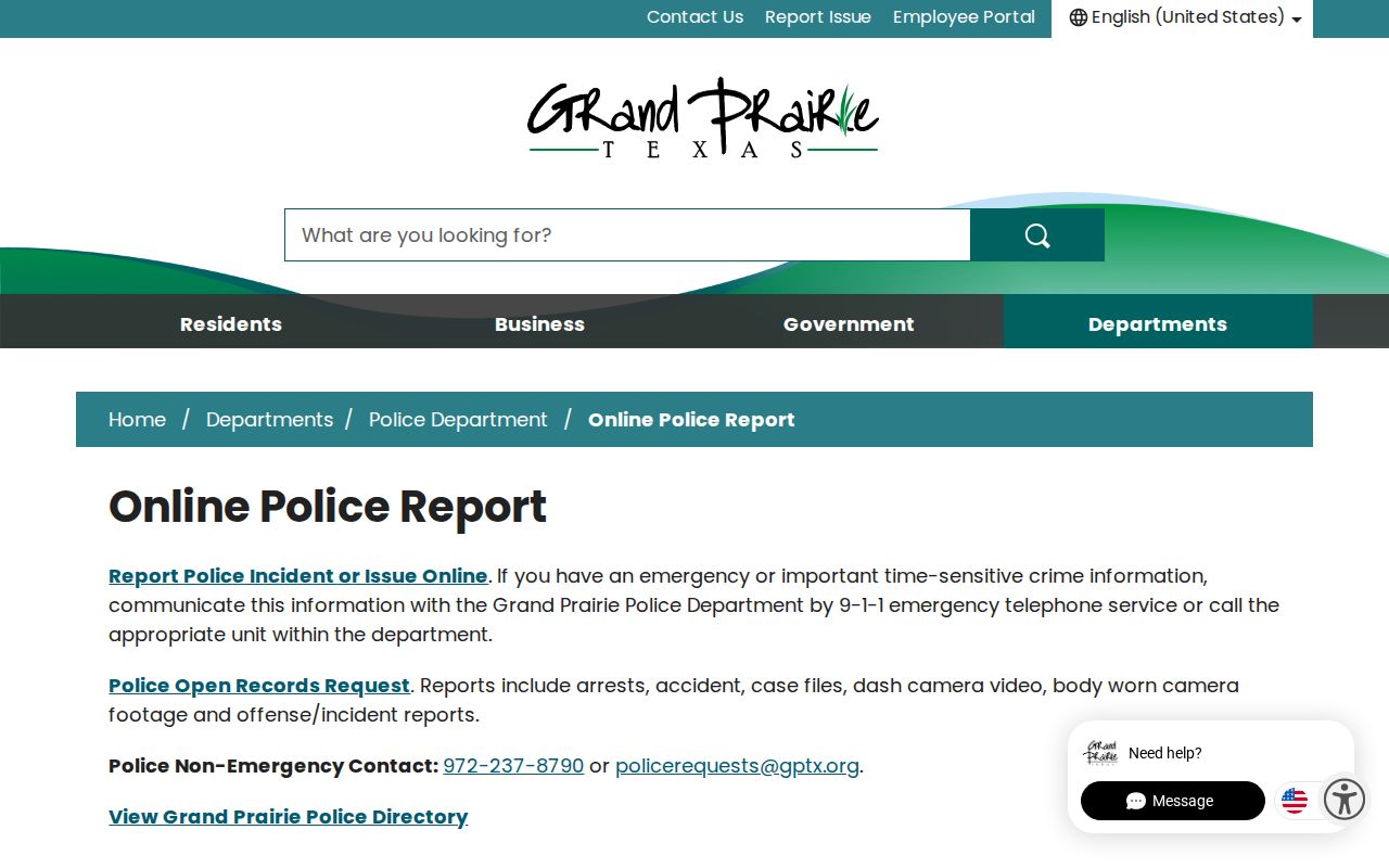 Grand Prairie Police criminal record request channel